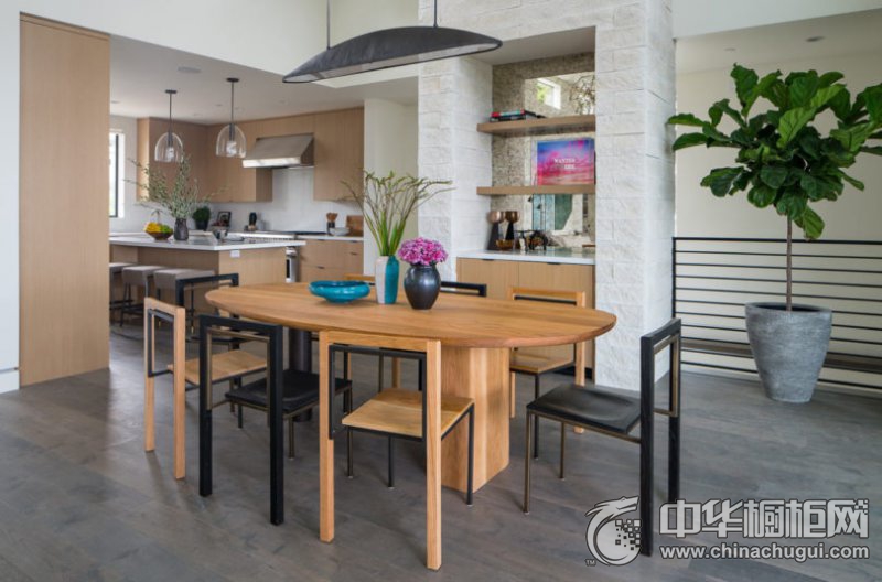 豪裝別墅歐式島型櫥柜裝修效果圖  簡裝原木風(fēng)格